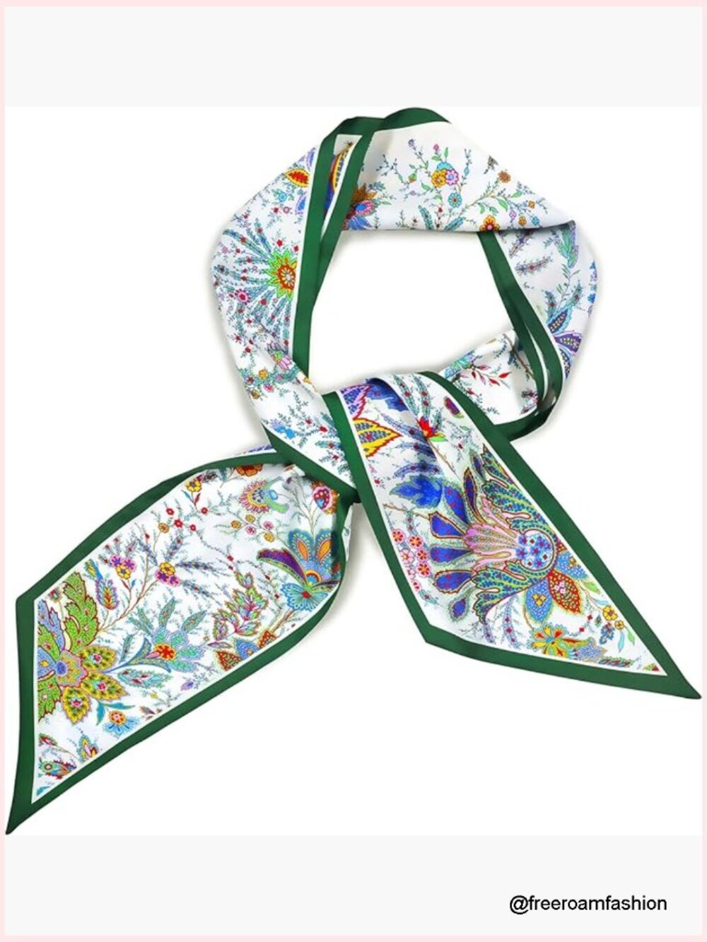 59" Long Skinny Scarf – Silk-Like Twill, Paisley Scarf Belt for Neck, Hair &